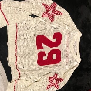 White Knit Sweater with Red Number 29
